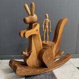 kangourou en bois (cheval à bascule)