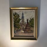 Tableau huile sur carton  signé C.Quillet