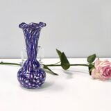 Blue murano glass vase ascribable to fratelli toso with murrines, italy