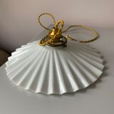 Vintage white pleated opaline pendant lamp