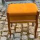 Louis XV piano stool in solid oak wood and orange fabric