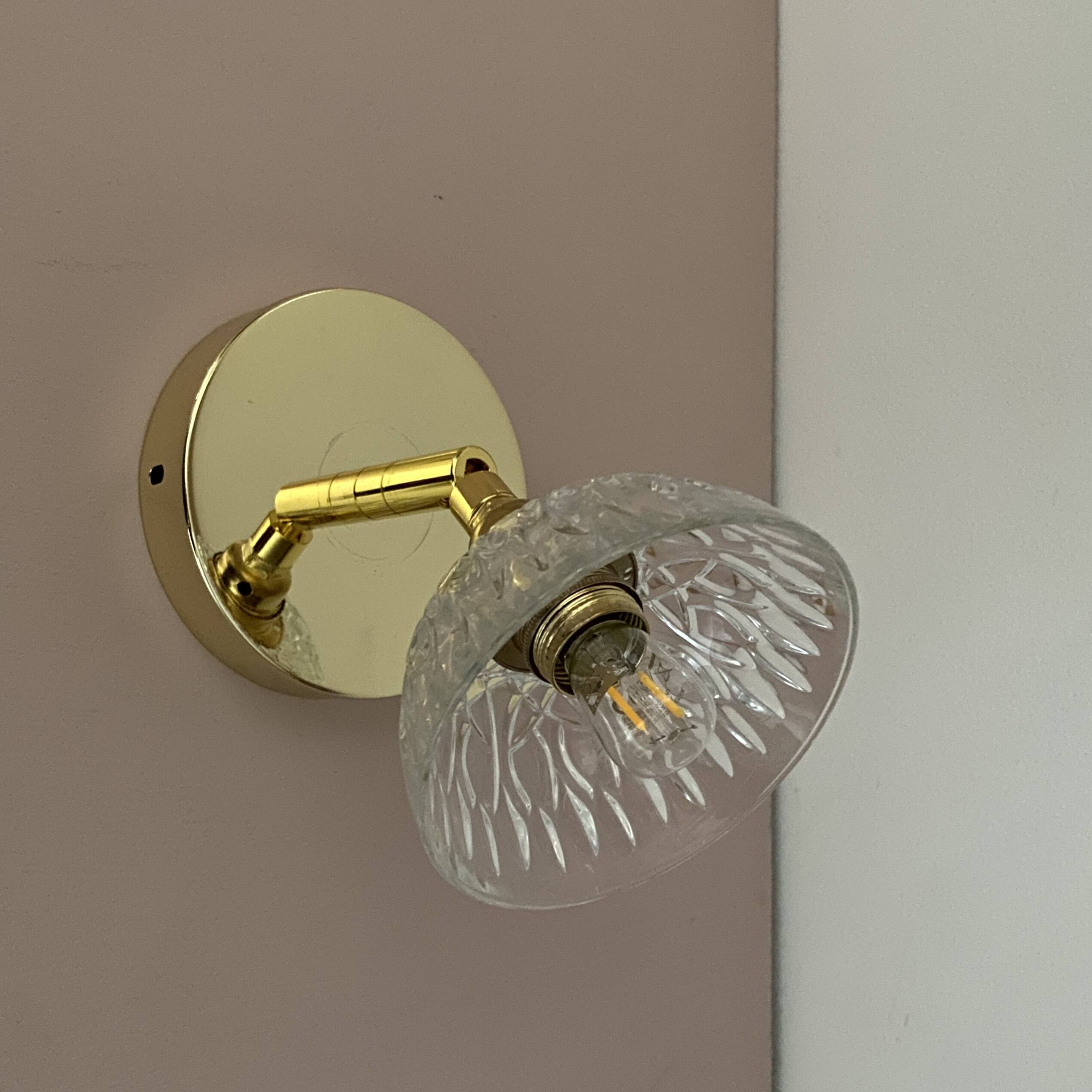 Vintage molded glass lampshade wall light