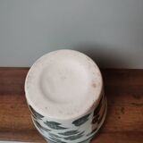 Vintage glazed ceramic flower pot with leaf pattern