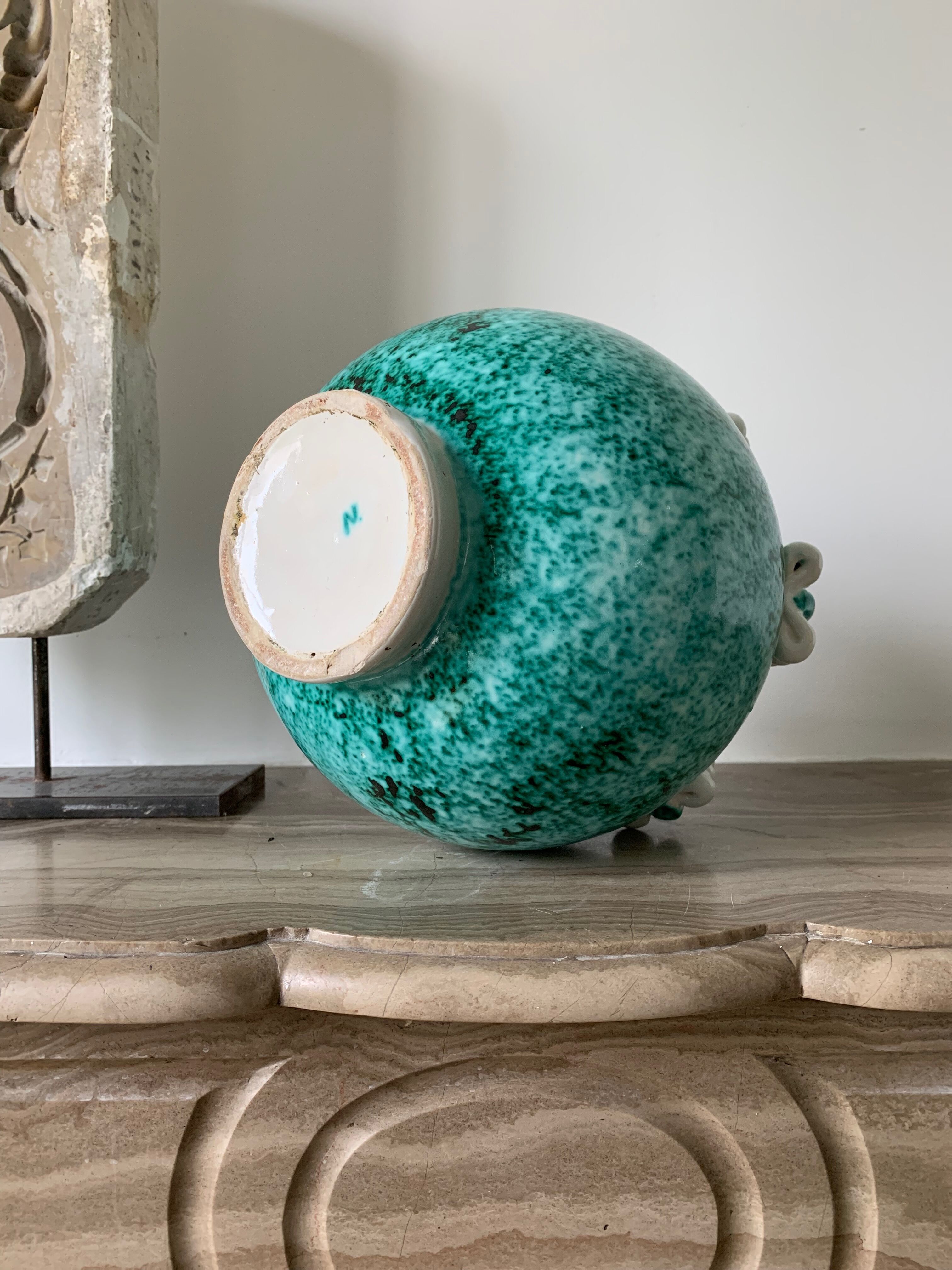 Vase green ball Gustave Asch for Primavera model ball called Sainte Radegonde