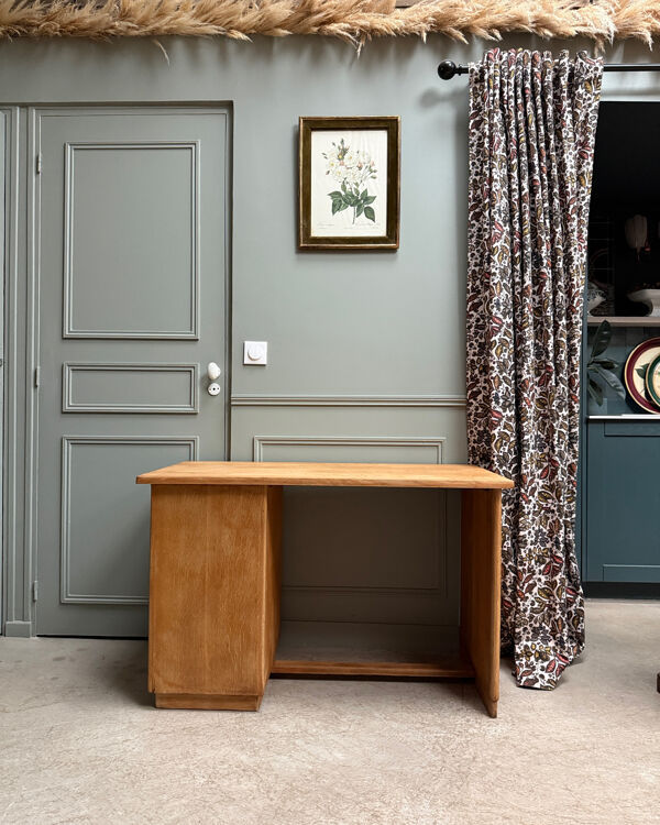 Bureau demi-ministre en chêne, rénové