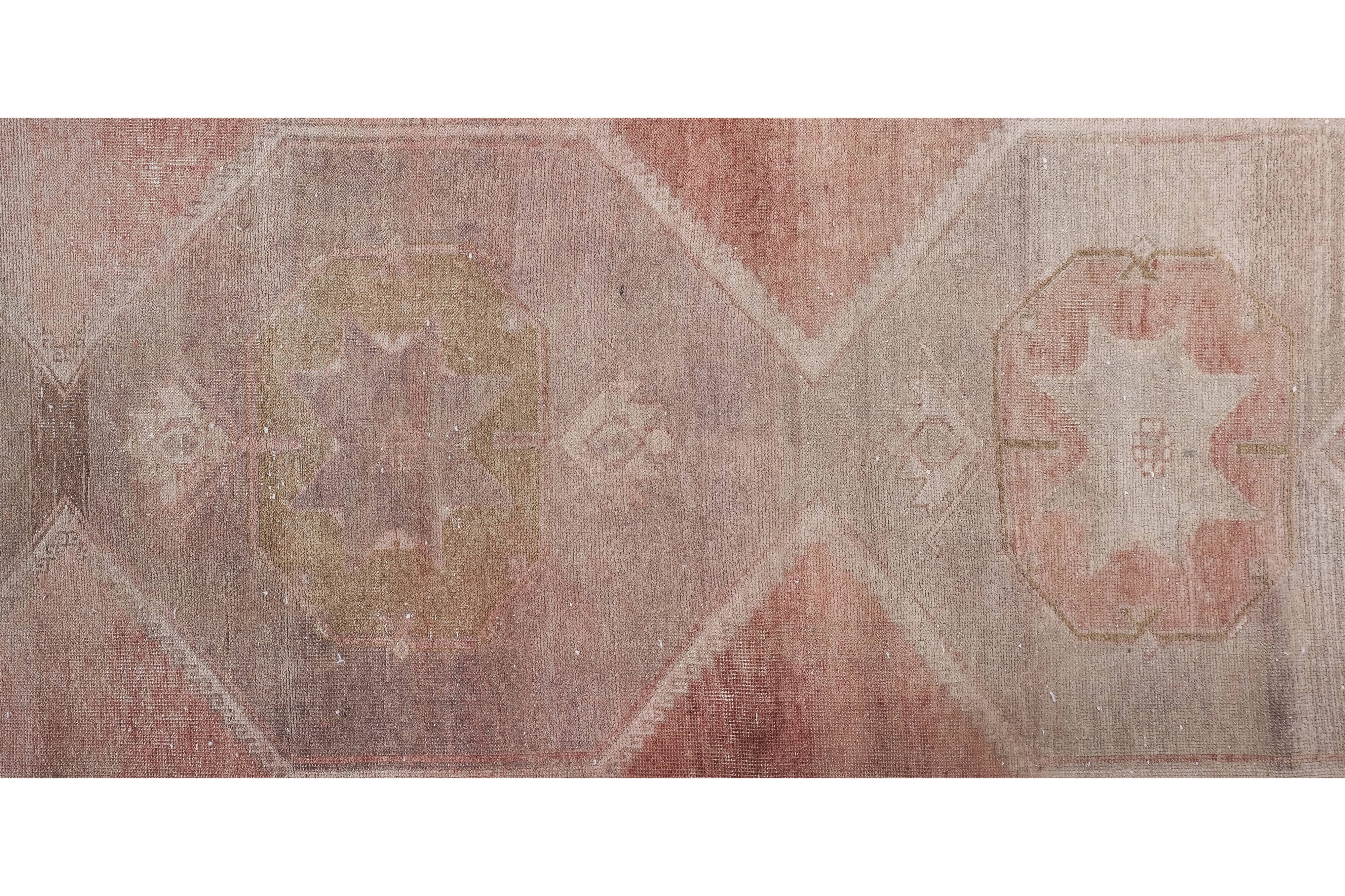 Vintage Turkish rug from Oushak, hand-woven 81x770 cm