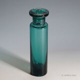 Vintage glass vase in petrol colour by Ichendorfer Glassworks circa 1960.