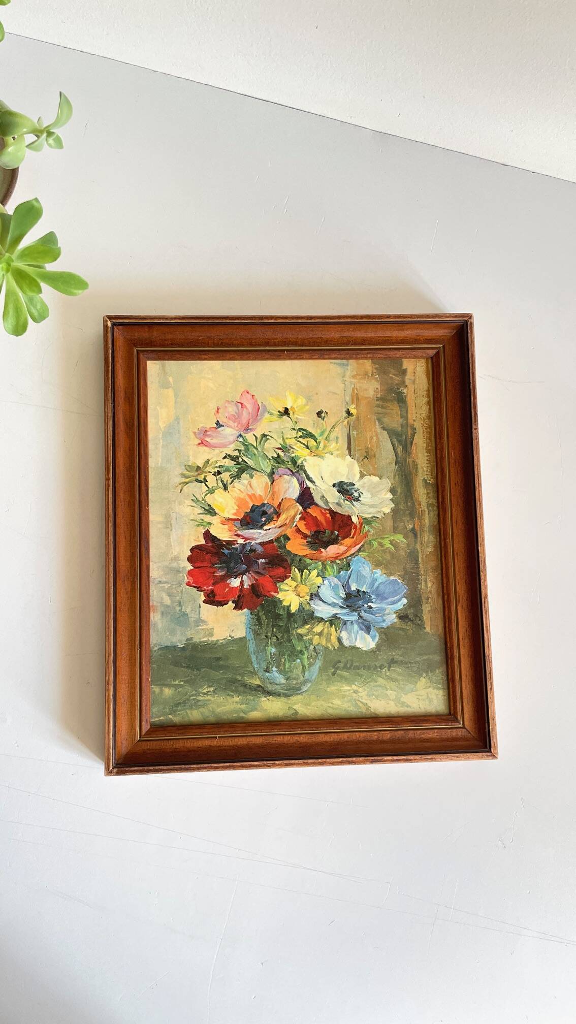 TABLEAU Vintage Bouquet aux ANEMONES