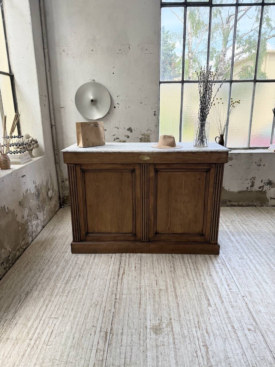 Oak and marble counter 1950