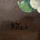 Oil on canvas by Mitzi 20th century still life bouquet of flowers whitewashed frame