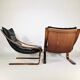 Pair of vintage leather armchairs, Sweden 1960's
