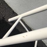 White tinted scandinavian wooden stool 1960