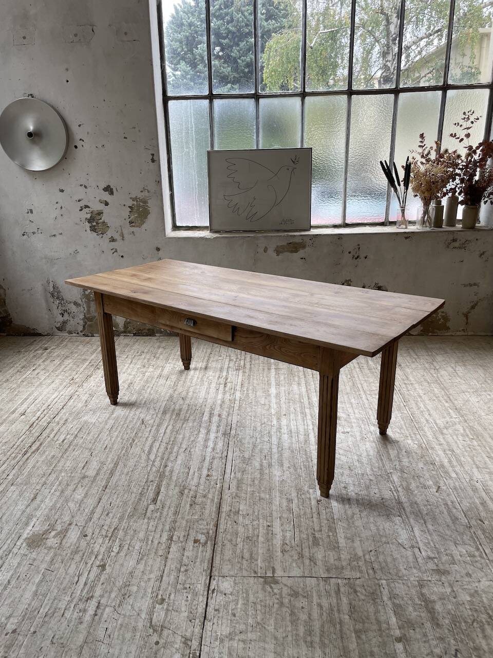 1950s oak butcher's farm table