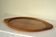 Oval wooden tray with glass and artisanal marquetry from the 70s.