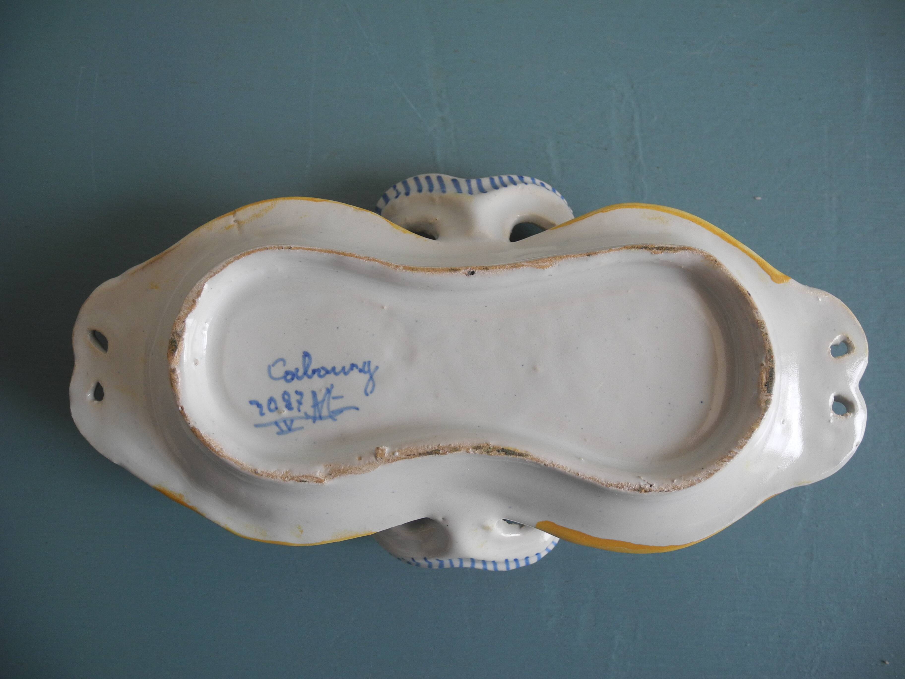 Salt cellar salt pepper cellar earthenware Desvres Géo Martel salt pepper cellar