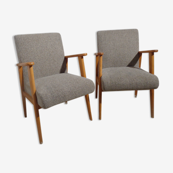 Paire de fauteuils vintage scandinave des années 60 bois clair