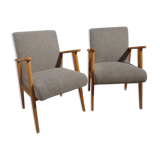 Pair of vintage Scandinavian armchairs from the 60s light wood