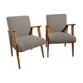 Pair of vintage Scandinavian armchairs from the 60s light wood