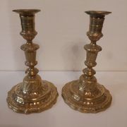 Paire de bougeoirs Restauration en bronze doré