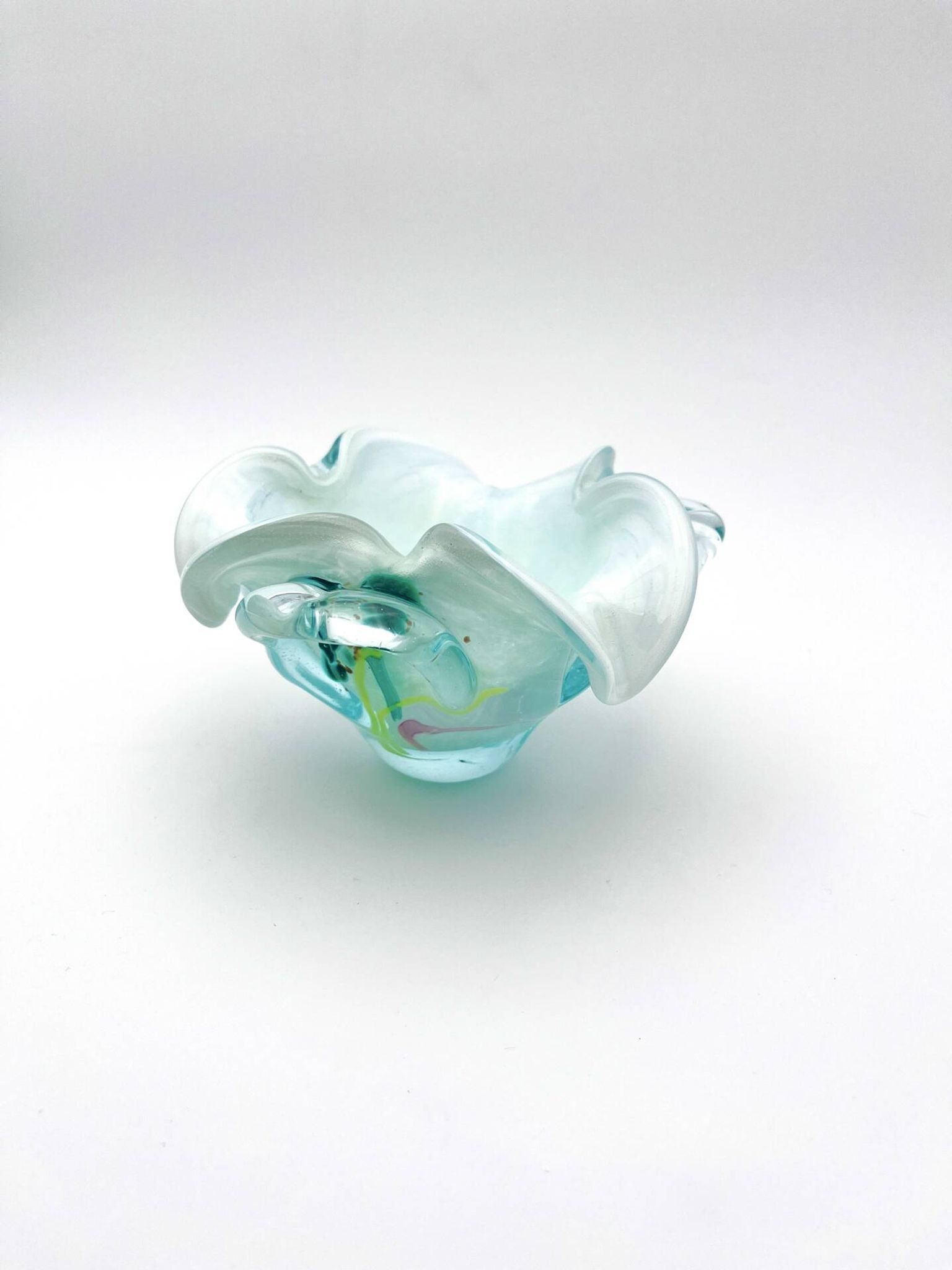Coupe Studio Glass signée Lubomir Hora Verre Soufflé Polychrome 80s