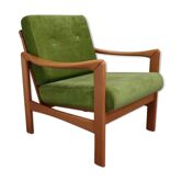Fauteuil en bois et velours des années 60