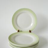 Set of 6 Tie & Dye green dessert plates, 1960
