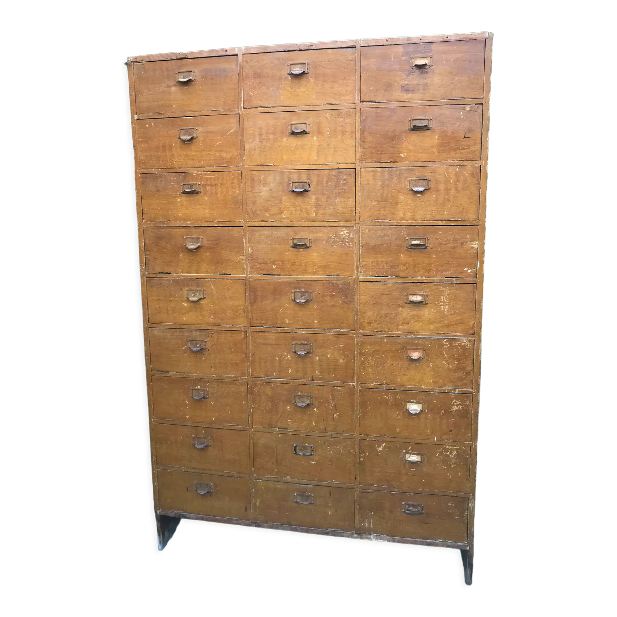 Vintage 50s wooden clamshell workshop furniture