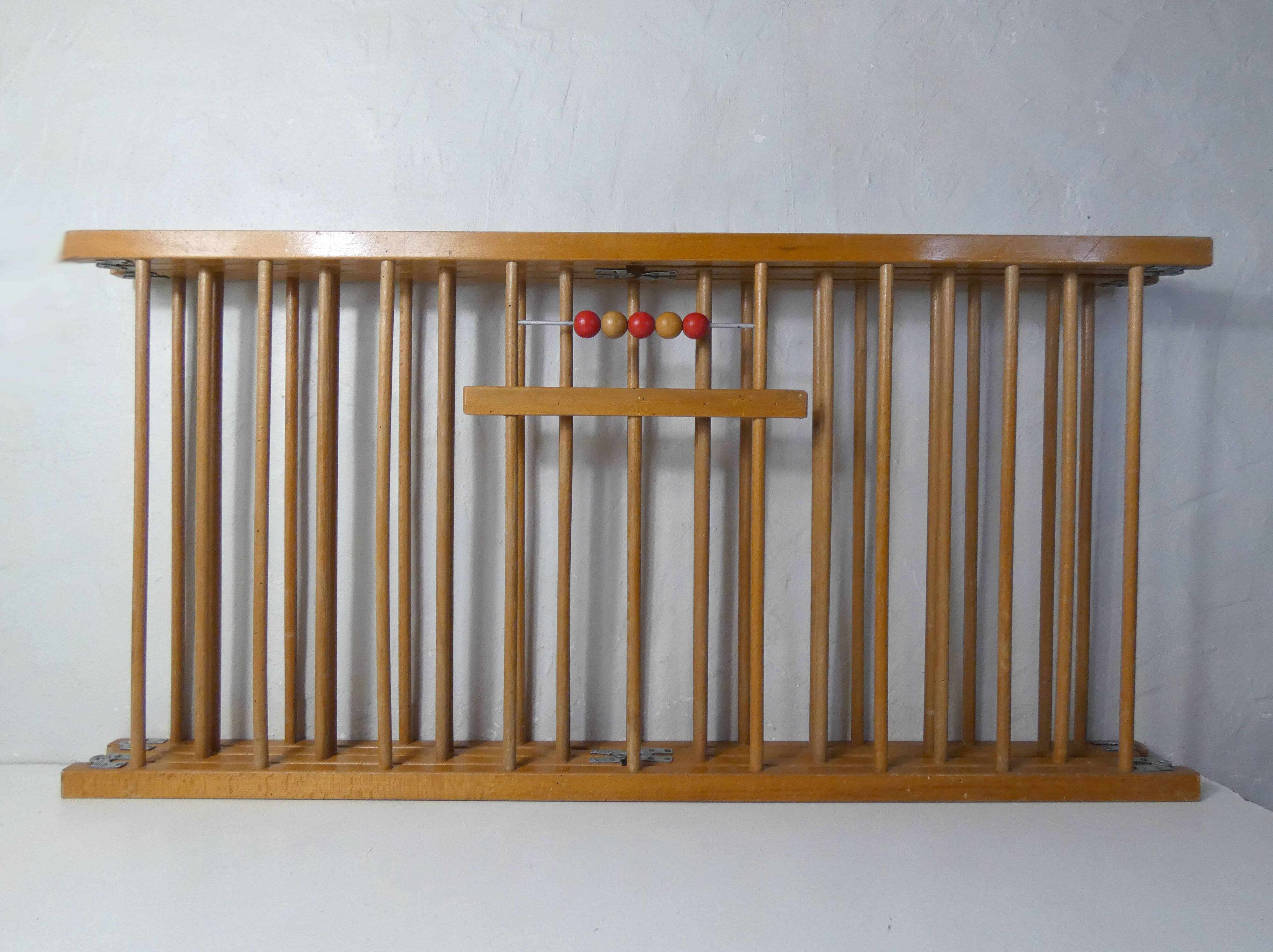 old folding wooden baby playpen abacus
