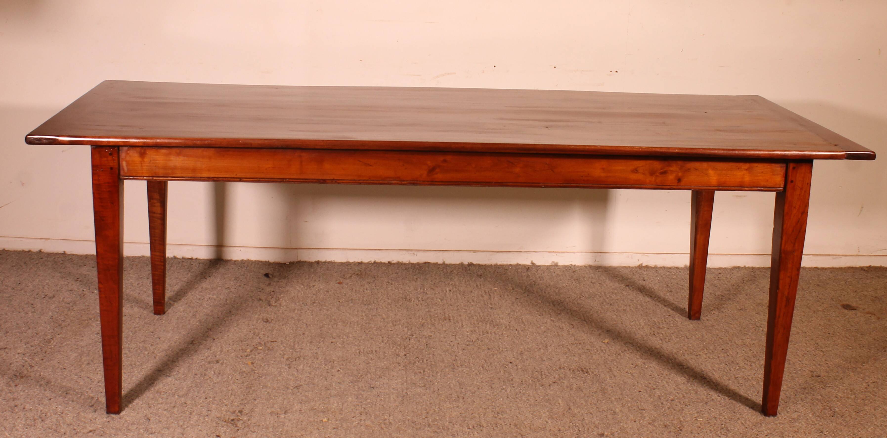 19th Century Refectorial Table in Cherry Wood with a width of 92cm
