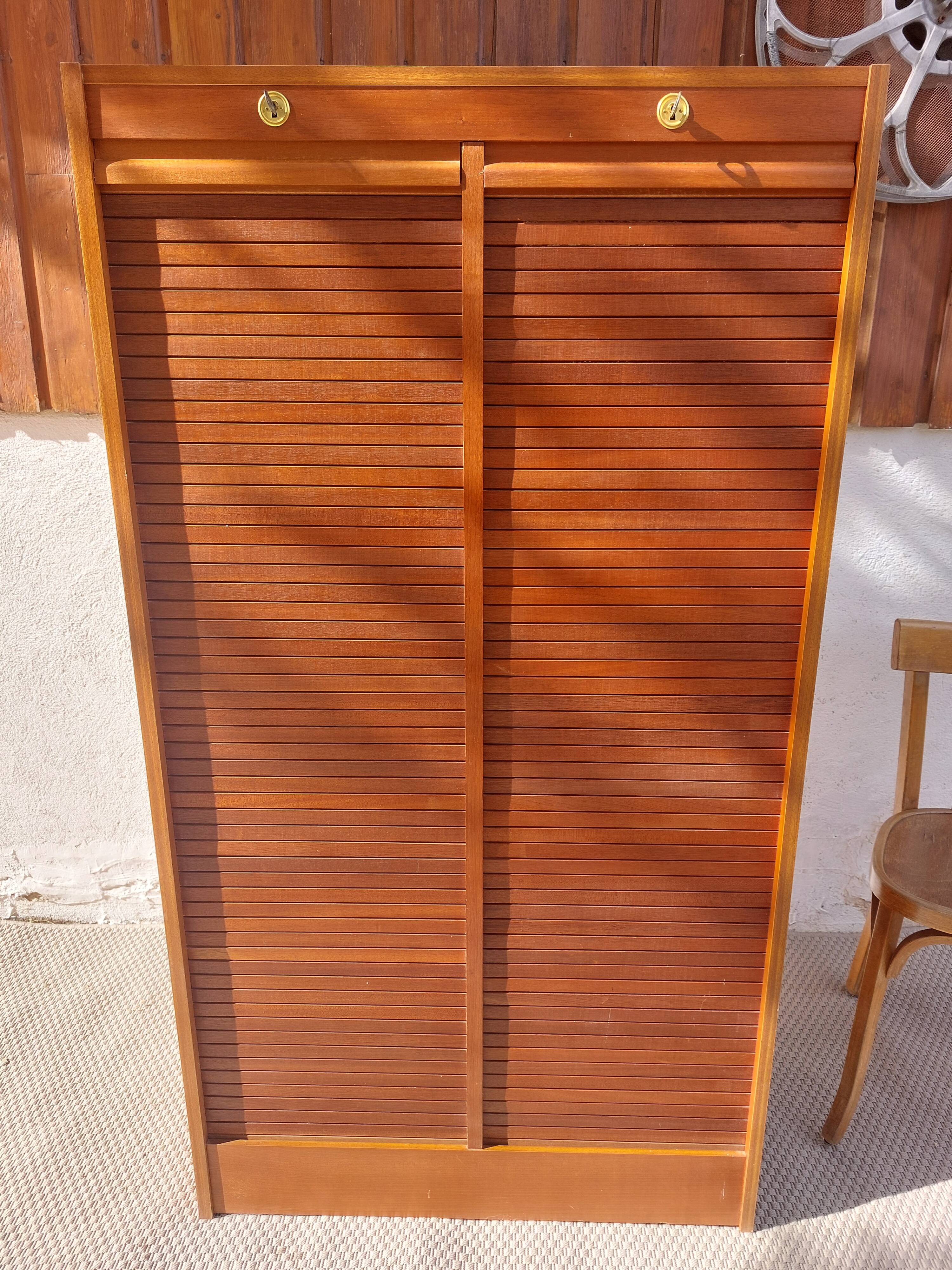 double curtain filing cabinet, vintage