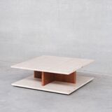 Two tier mid-century travertine coffee table