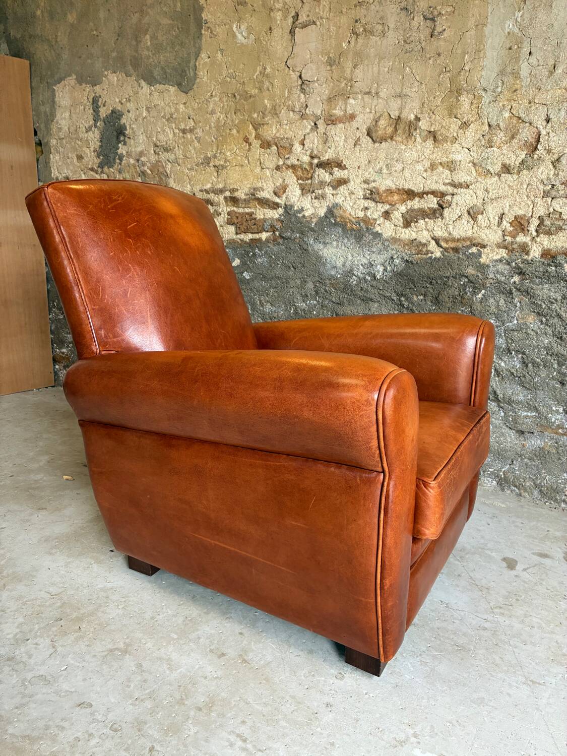 Lot de 4 fauteuils club, Cognac