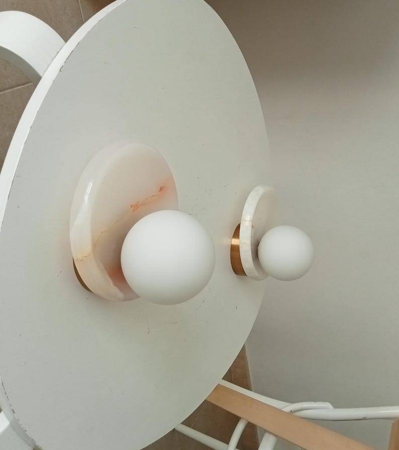 Pair of modern wall sconces Onyx and Opaline