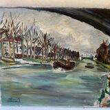 Painting on canvas representing the Seine