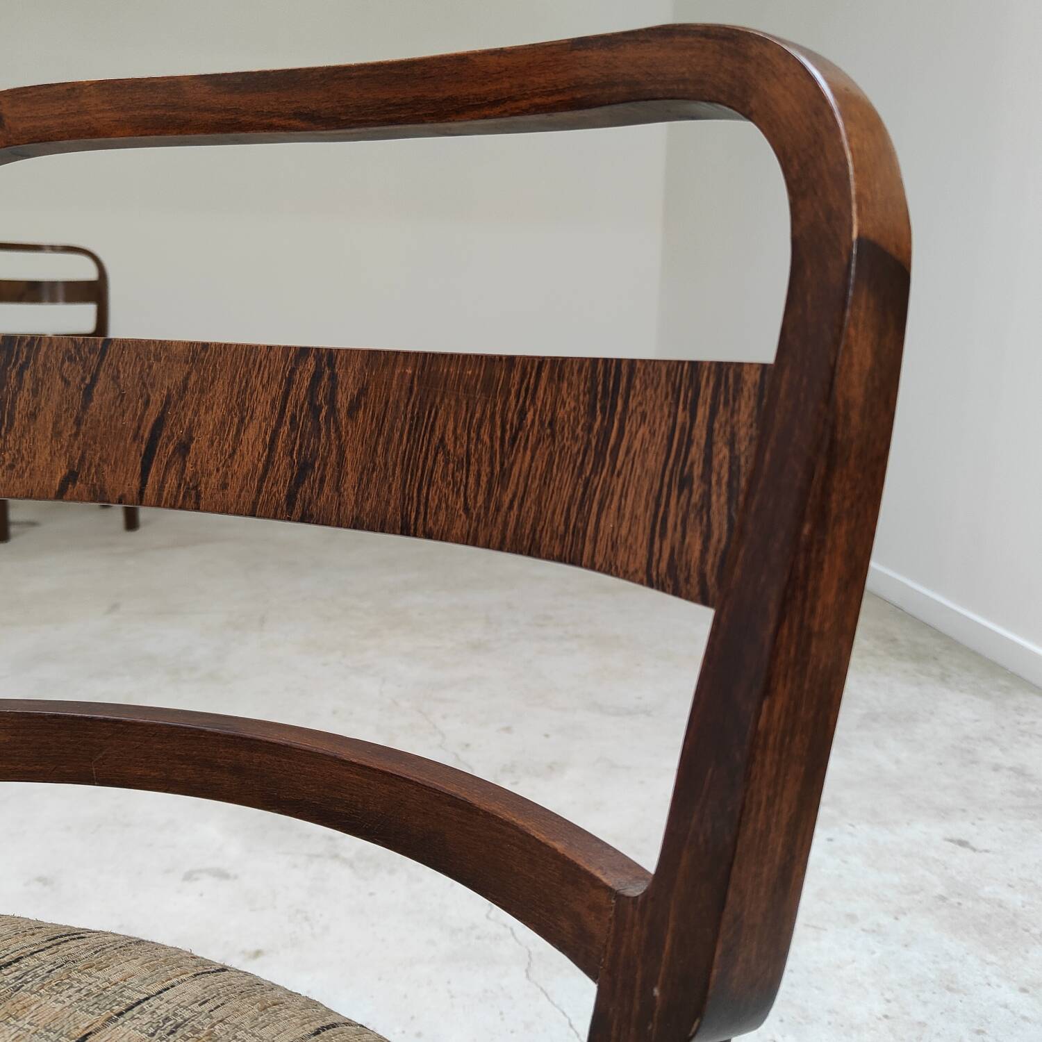 Set of 4 Fischel art deco chairs, fabric and walnut, year 30