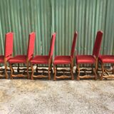 Vintage Louis XIII style chairs sheep bones in beech and velvet.