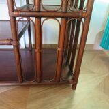 Retro-Side table-vinyl furniture-wood, rattan and bamboo-80s