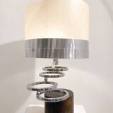 Table lamp in metal and leather, mid-20th century