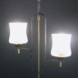 Mid-century black & brass pendant styled