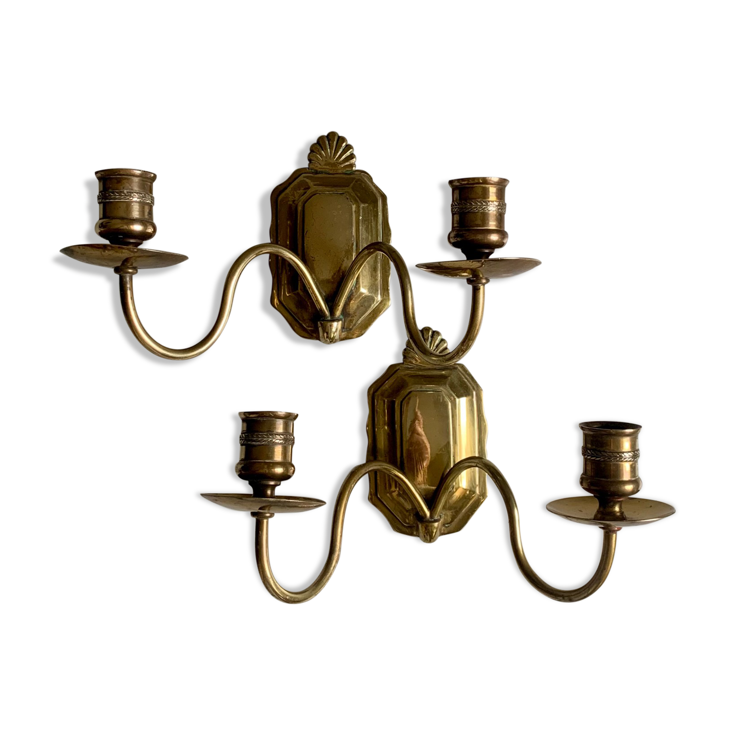 Brass wall candlesticks