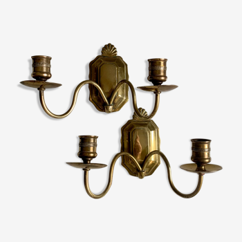 Brass wall candlesticks