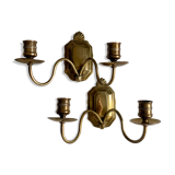 Brass wall candlesticks