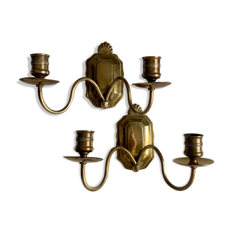 Brass wall candlesticks