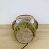 Pyrite stoneware ball lamp with vintage wool lampshade