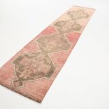 3x13 Vintage Red & Brown Classic Persian Runner Rug, 92x408Cm