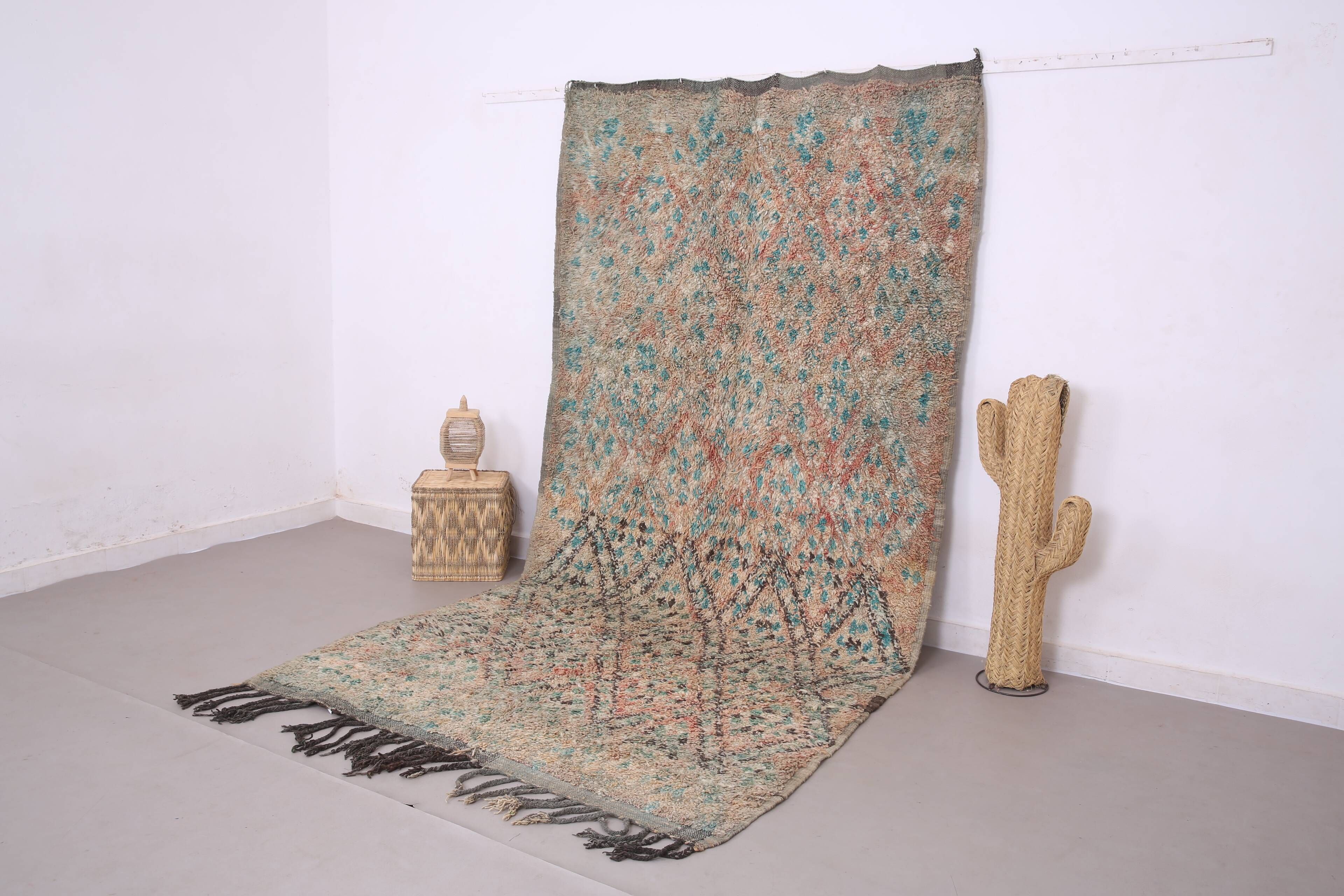 Tapis en laine marocain vintage 173 x 339 cm - Tapis fait main berbère style bohème