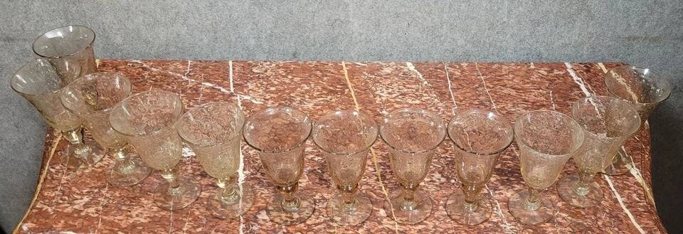 Biot: set of 10 vintage bubble glass glasses circa 1950-1970