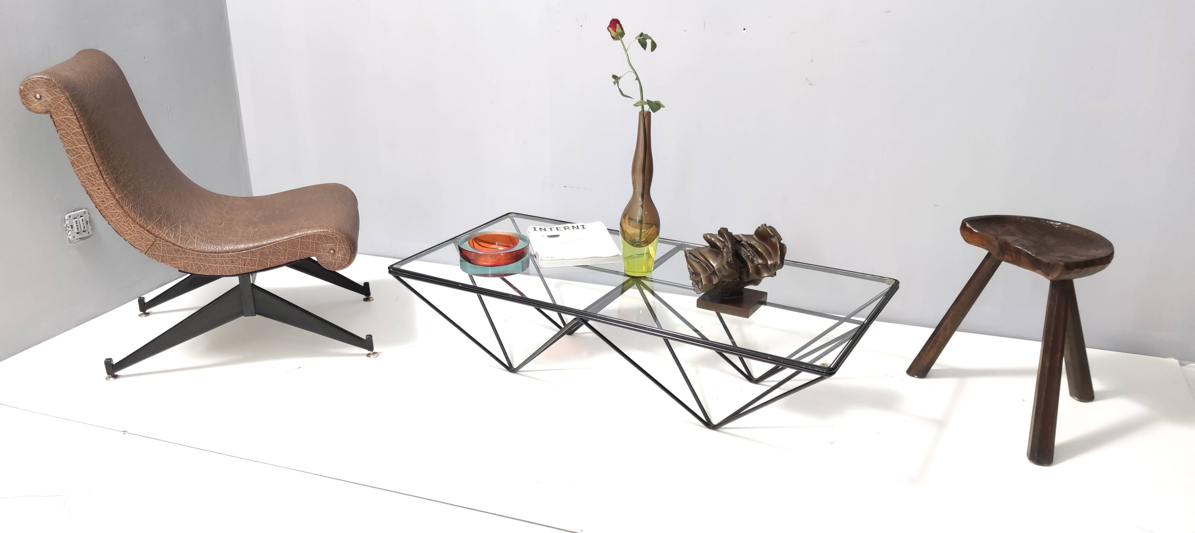 Brown Skai Lounge Chair with Black Varnished Metal Legs, Italy