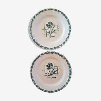 Set of 2 plates Digoin Sarreguemines model Sylvia