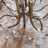 Antique brass chandelier and pampilles 6 fires